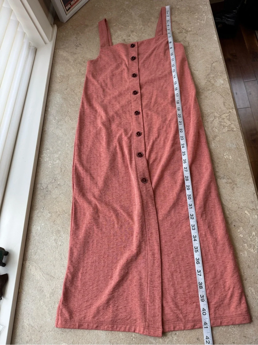 Zara Terracotta Orangey-Pink Midi Bodycon Dress, Size Small - Picture 4 of 8